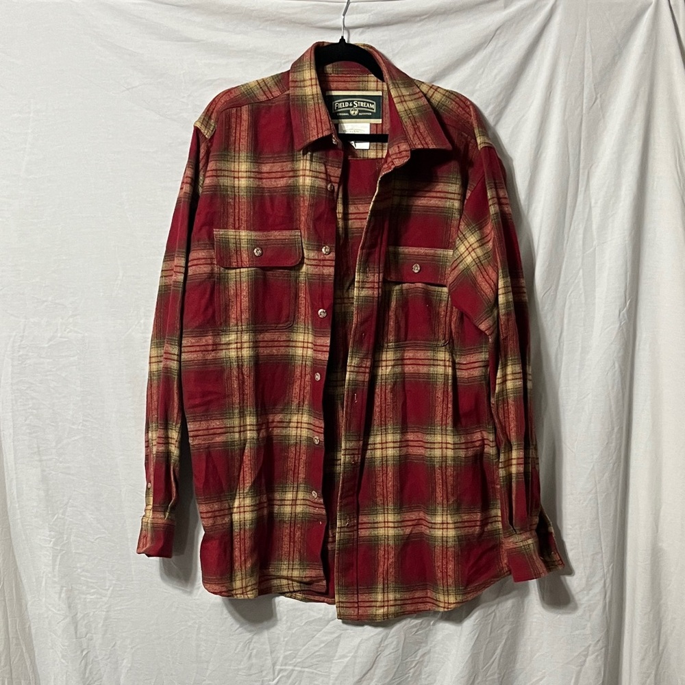 Field & Stream Red and Tan Plaid Flannel Shirt